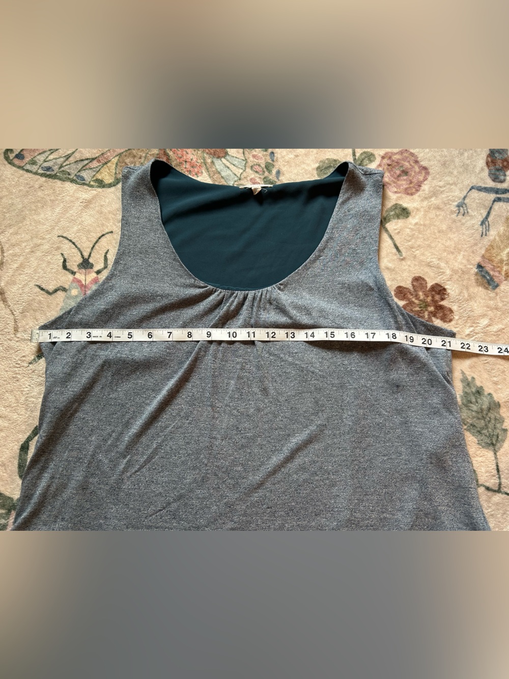 Pleione Teal and Grey Layered Tank Blouse - Picture 3 of 7